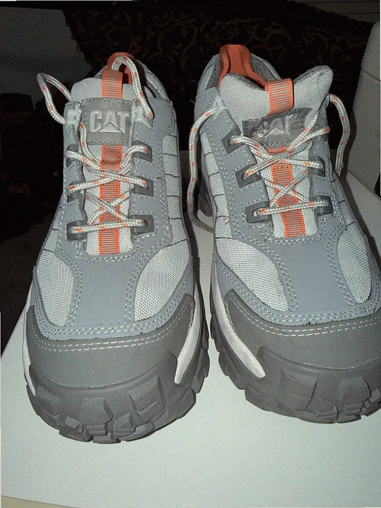 CAT P91360 Steel Toe Oil & Slip Resistant Work Shoes Gray Orange Size 9.5 Wide