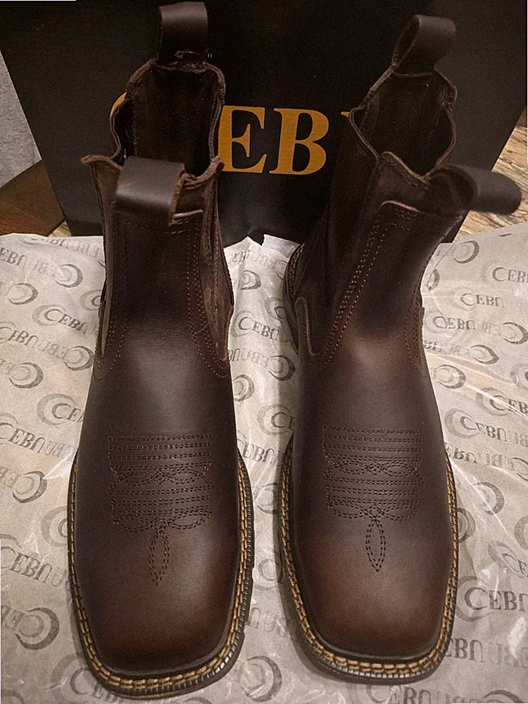 Cebu Mens Leather Steel Toe Work Boots Slip On Oil Resistant B/C Thunder