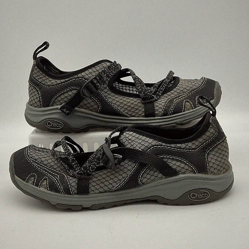 Chaco Outcross Evo Shoes Women 6.5 Gray Black Mary Jane for Water Trail Hiking