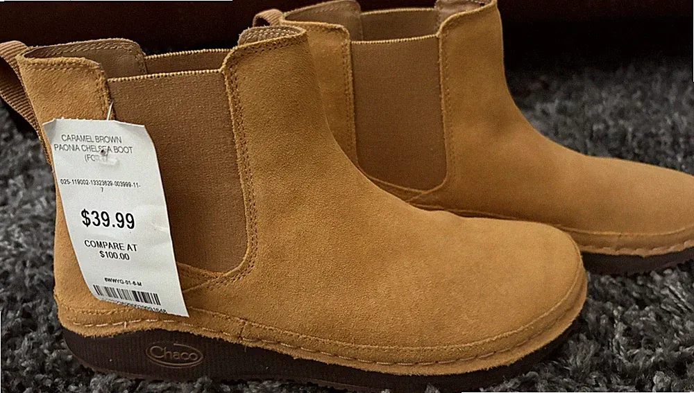 Chaco Paonia Chelsea Suede Boot Caramel Brown Wool Polyester Lined Pull On Women