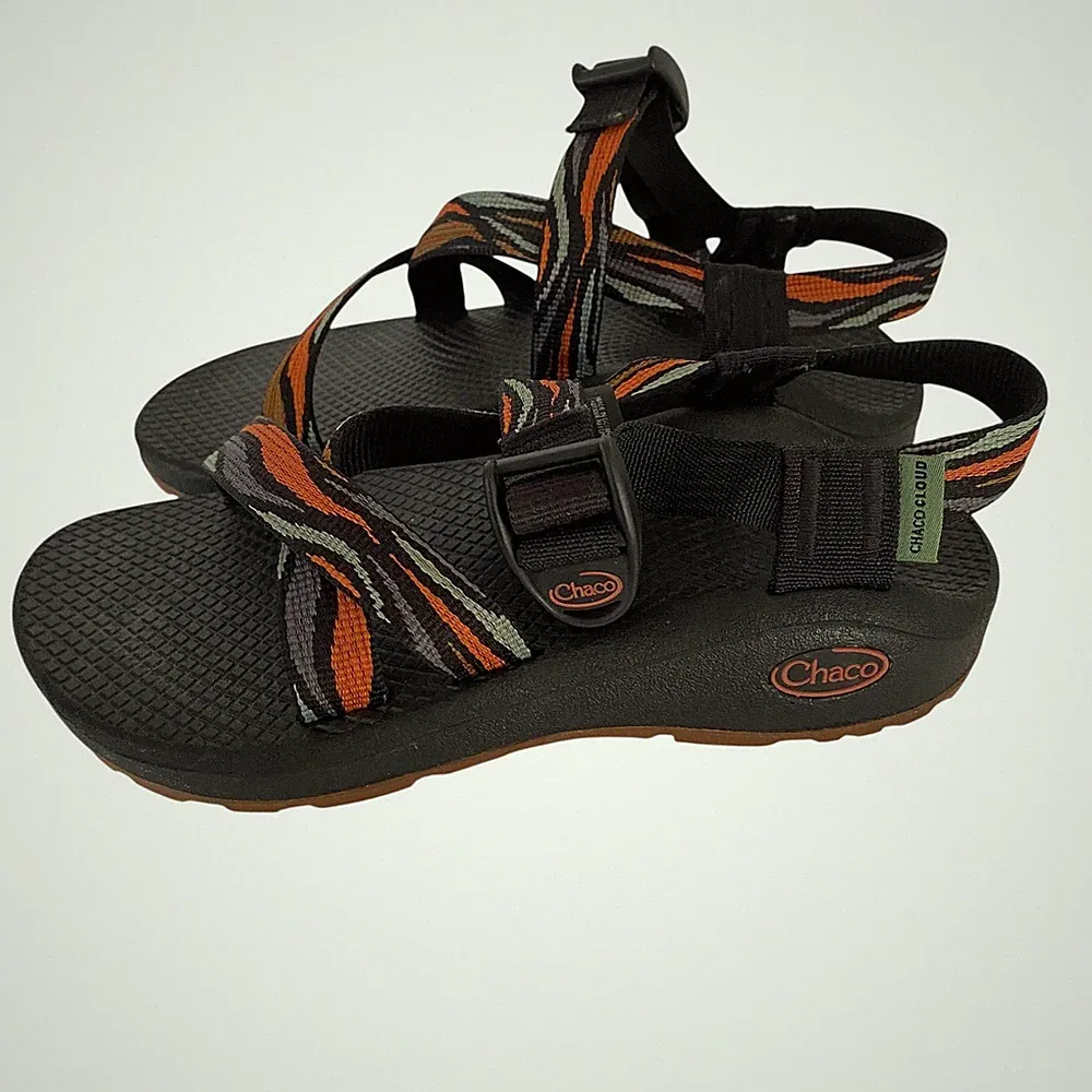 Chaco Z/Cloud Womens Sandals Size 5 Black Orange Pattern Strappy Hiking