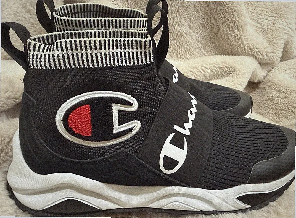 Champion High Top Men's Athletic Sneakers Black Pull On Rubber Outsole