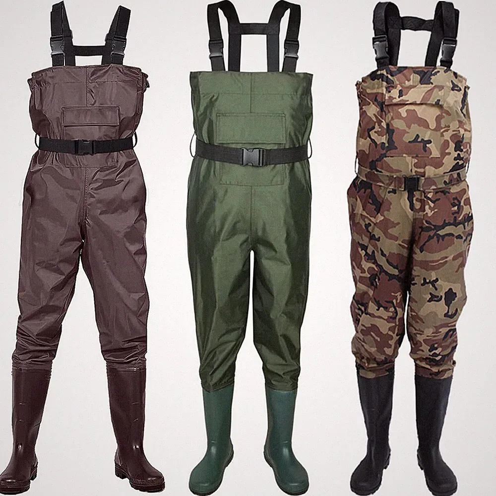 Chest Waders 2-Ply Nylon 6-13Size Waterproof PVC Rubber Fishing Hunting Bootfoot