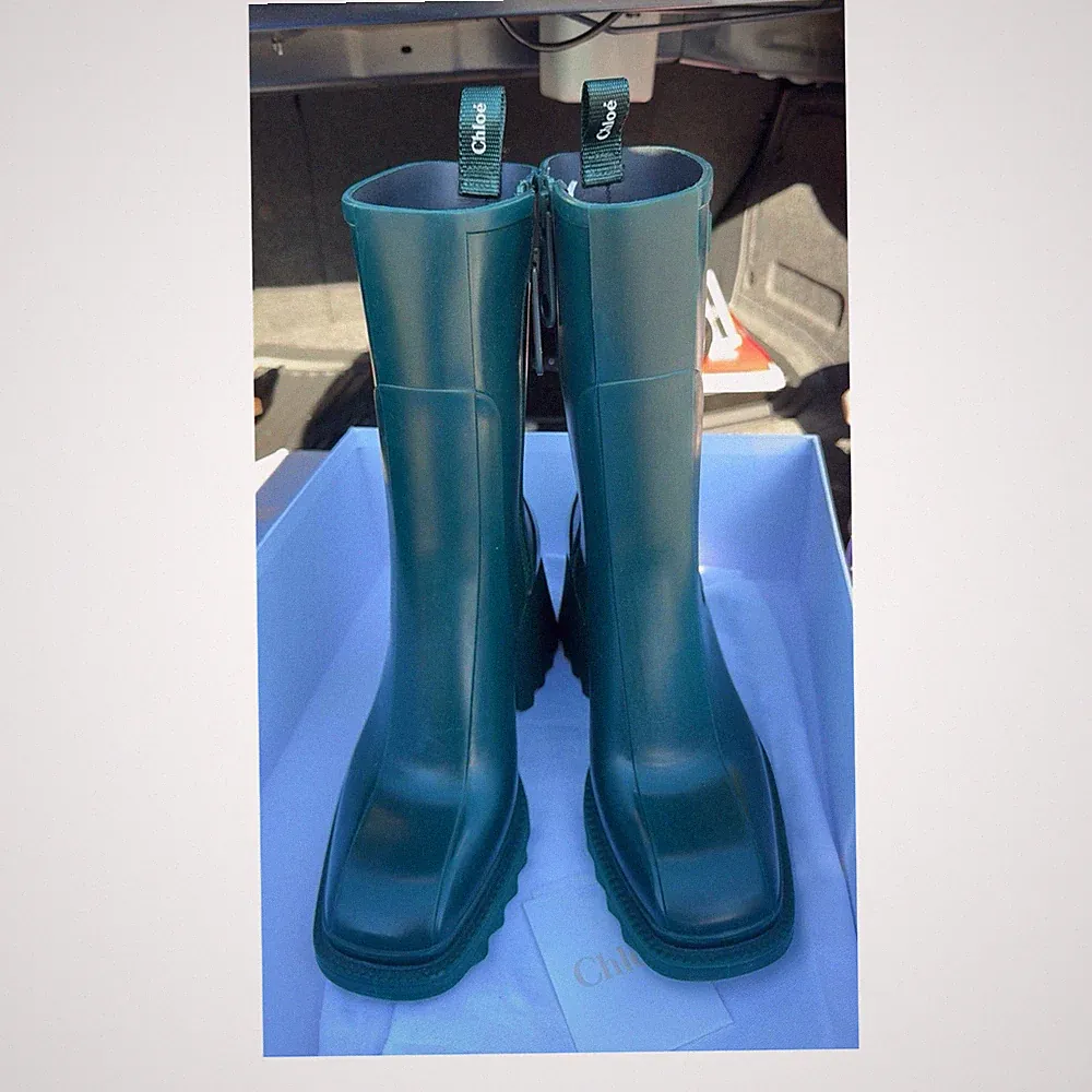 Chloé Betty Rainboot Waterproof PVC Dark Green Zip Women's Boots EU 39