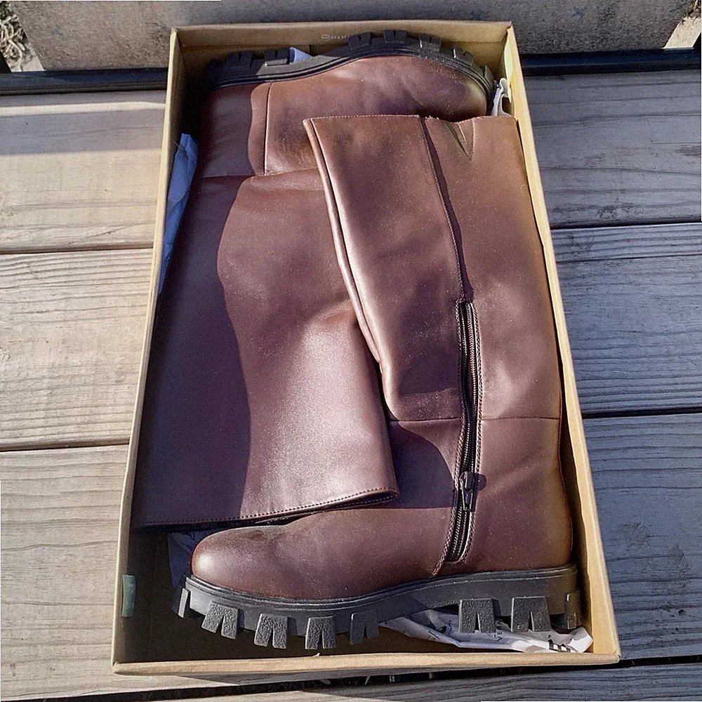 Chocolate Vegan Leather Knee High Boots By BC Footwear