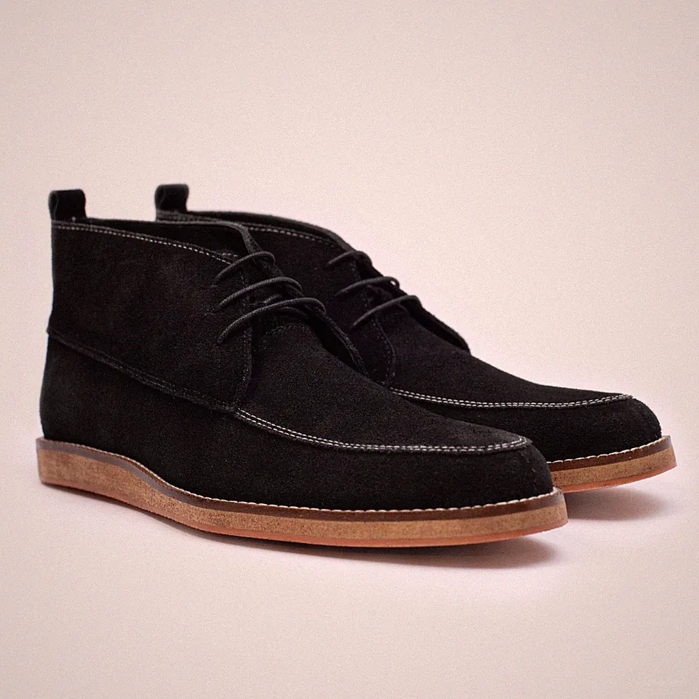 Chukka Handmade Casual Leather Men Boot Trailblazer Black By Ministry of Shoes