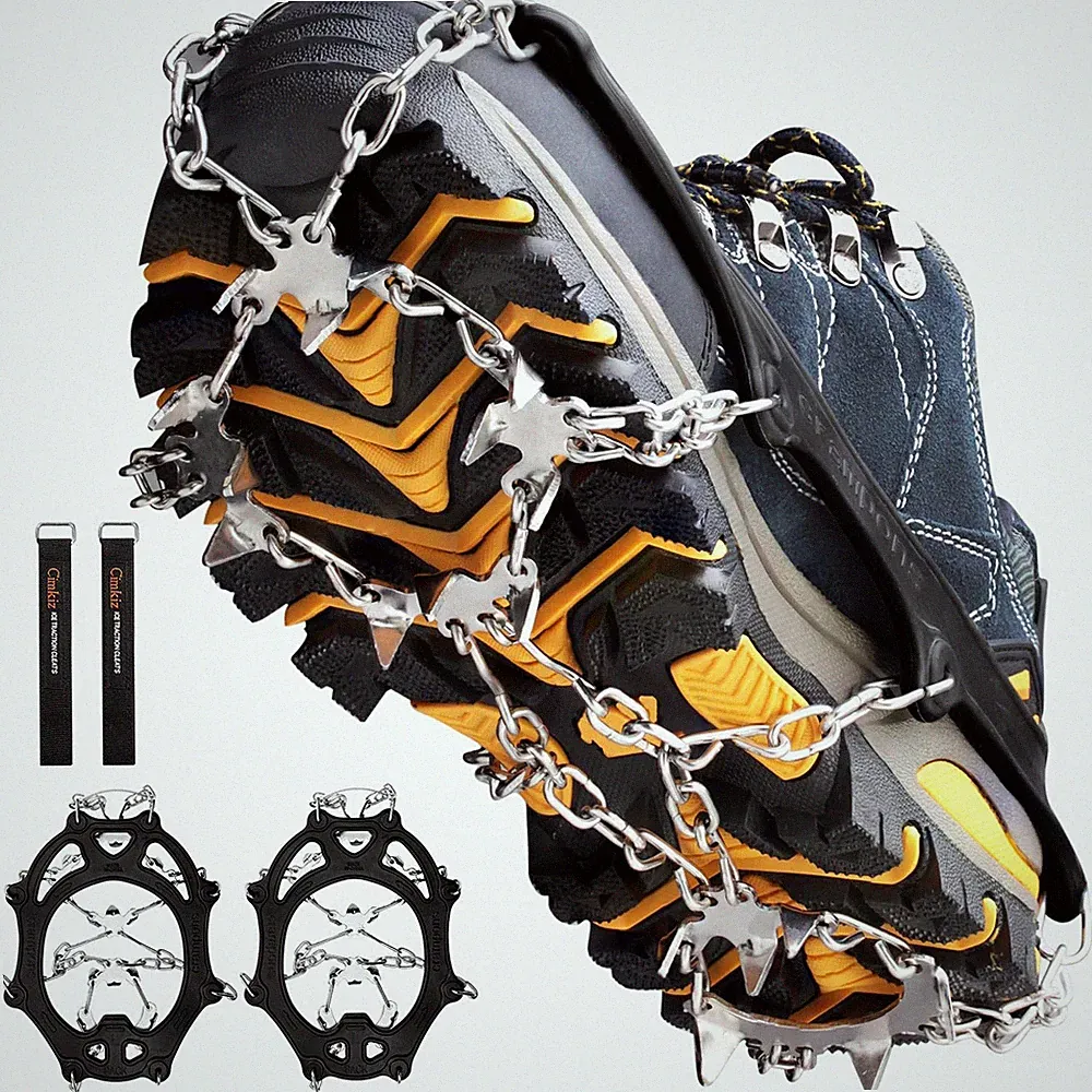 Cimkiz Crampons Ice Cleats Traction Snow Grips for Boots Shoes Women Men LG