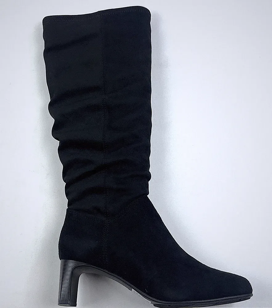 Clarks Kyndall Rise Black Faux Leather Womens 7.5 Slim Boots Knee High 26174310