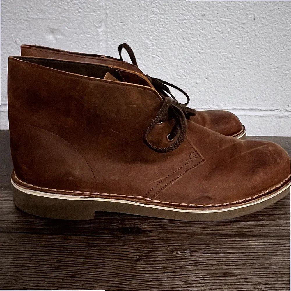 Clarks Mens Bushacre 2 Chukka Boots Brown Lace Up Ankle Stitching 10 M