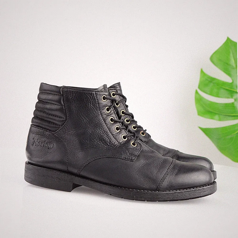 Clarks Mens Norton Pace Boots Size 10.5 M Black Leather Biker Motorcycle Cap Toe