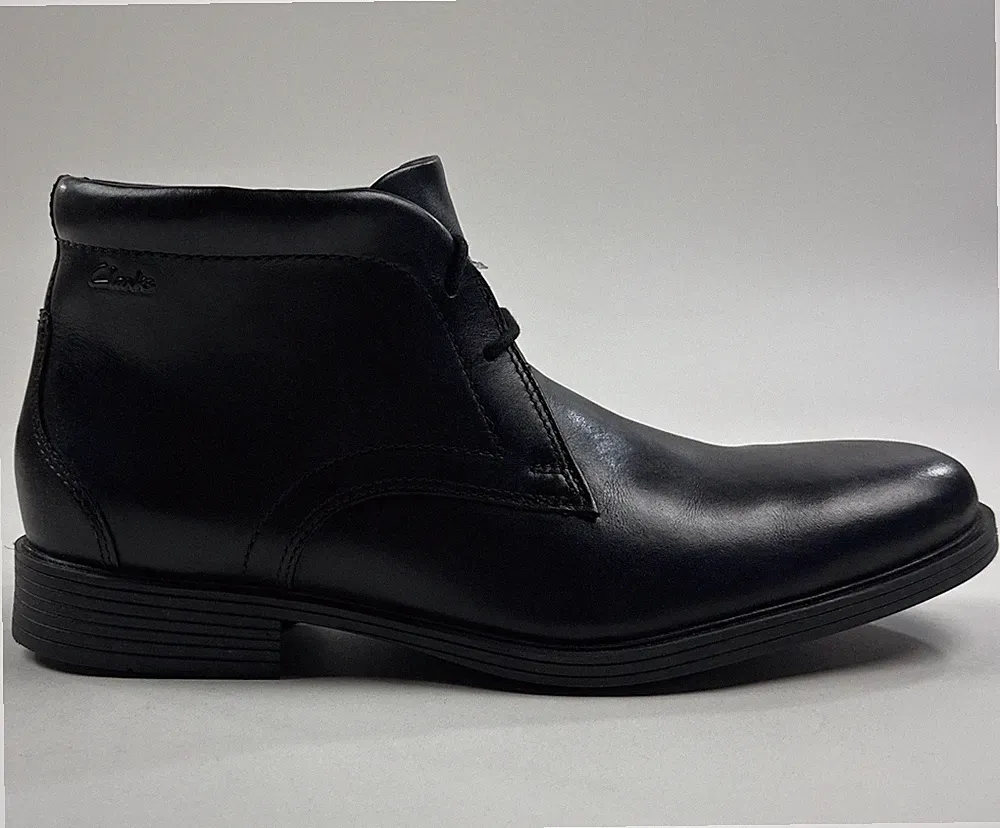 Clarks Whiddon Mid Mens 9.5 Black Leather Boots Chukka Waterproof 26152914