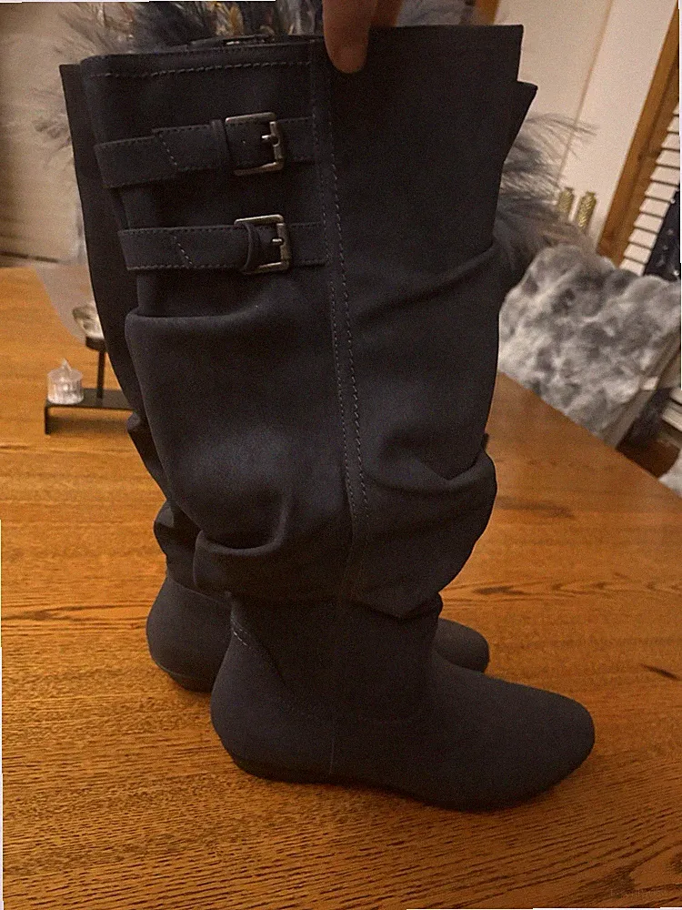 Cliffs by White Mountain Knee High Riding Boots Navy Buckle Zip New without box
