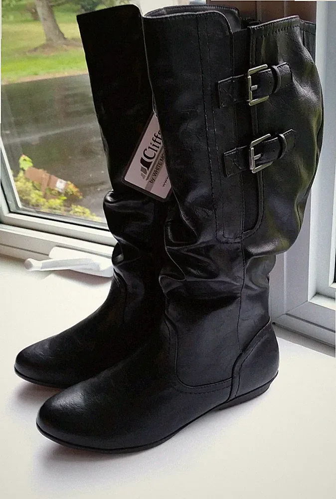 Cliffs White Mountain Fernanda Black Boots Women's Size 7 1/2 Medium Wide Calf