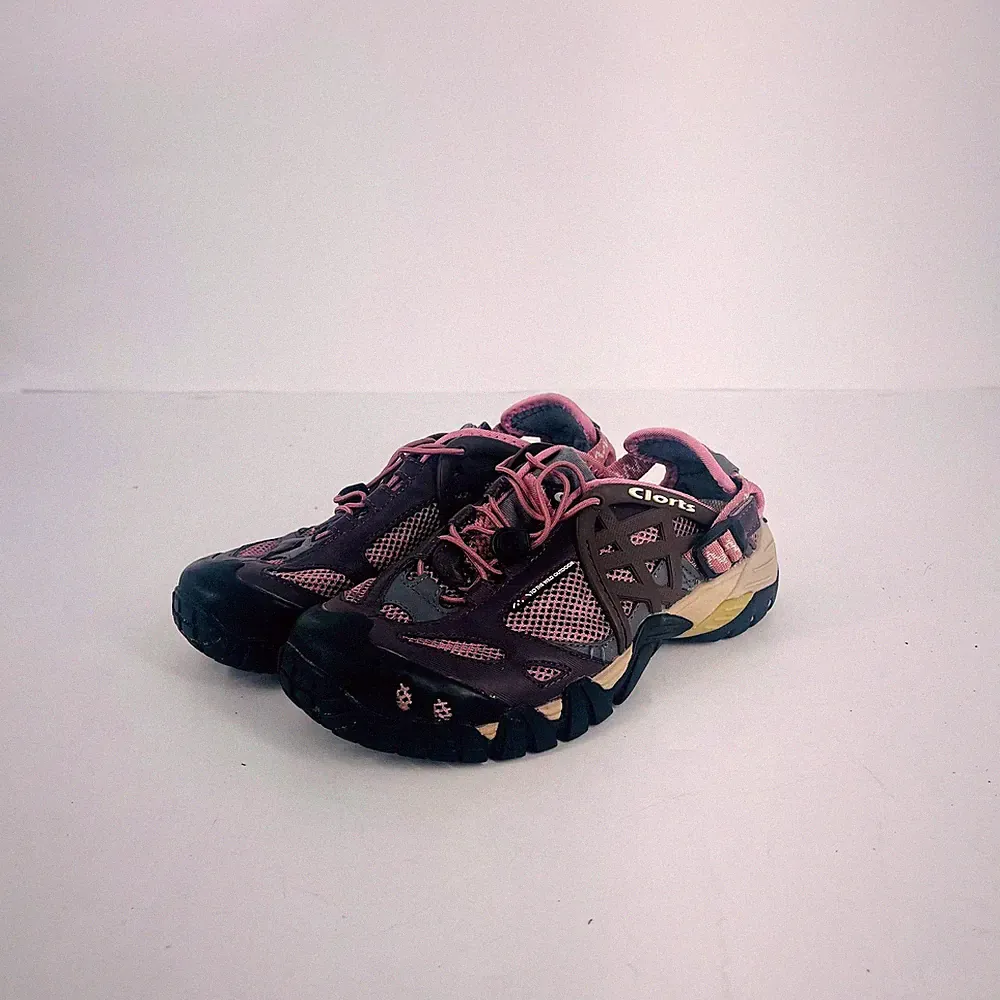 Clorts Womens Hiking Sandals Purple Pink Mesh Water Shoes Trail Sneakers