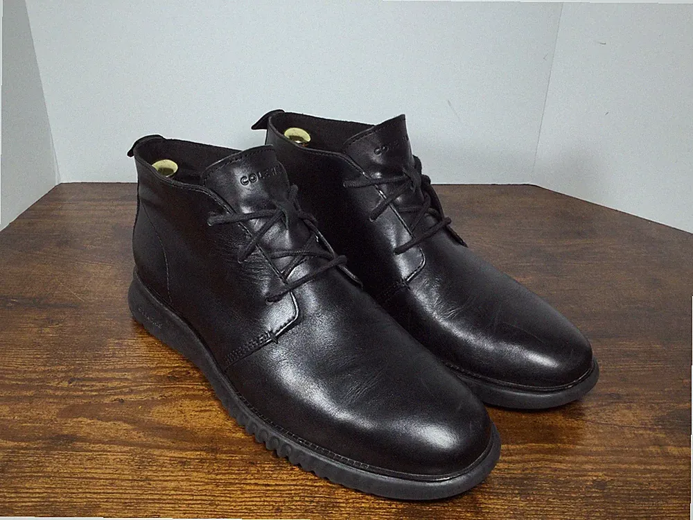 Cole Haan Mens 2.Zerogrand Black Leather Lace Up C26198 Chukka Boots Size 9.5 M