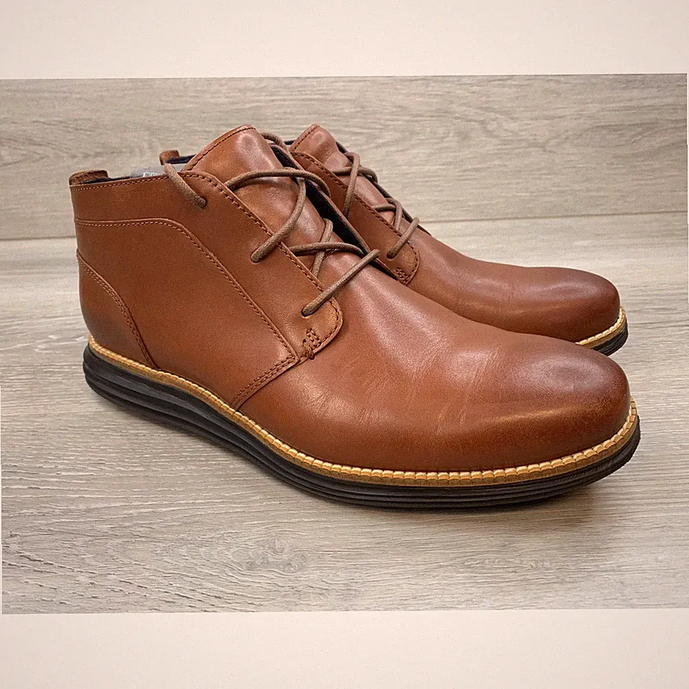 Cole Haan OriginalGrand Men's Chukka Boots Tan Leather 8 W Brown Comfort Shoes
