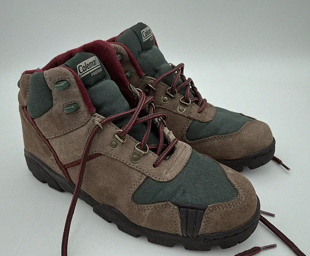 Coleman Men’s Size 7M Brown & Green Canvas & Leather Hiking Boots