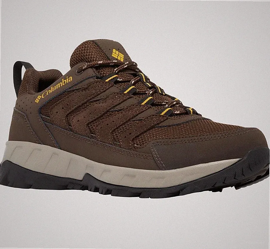 COLUMBIA 2101352-231 STRATA TRAIL LOW CORDOVAN/GOLDEN HIKING SHOES NIB MEN WIDE