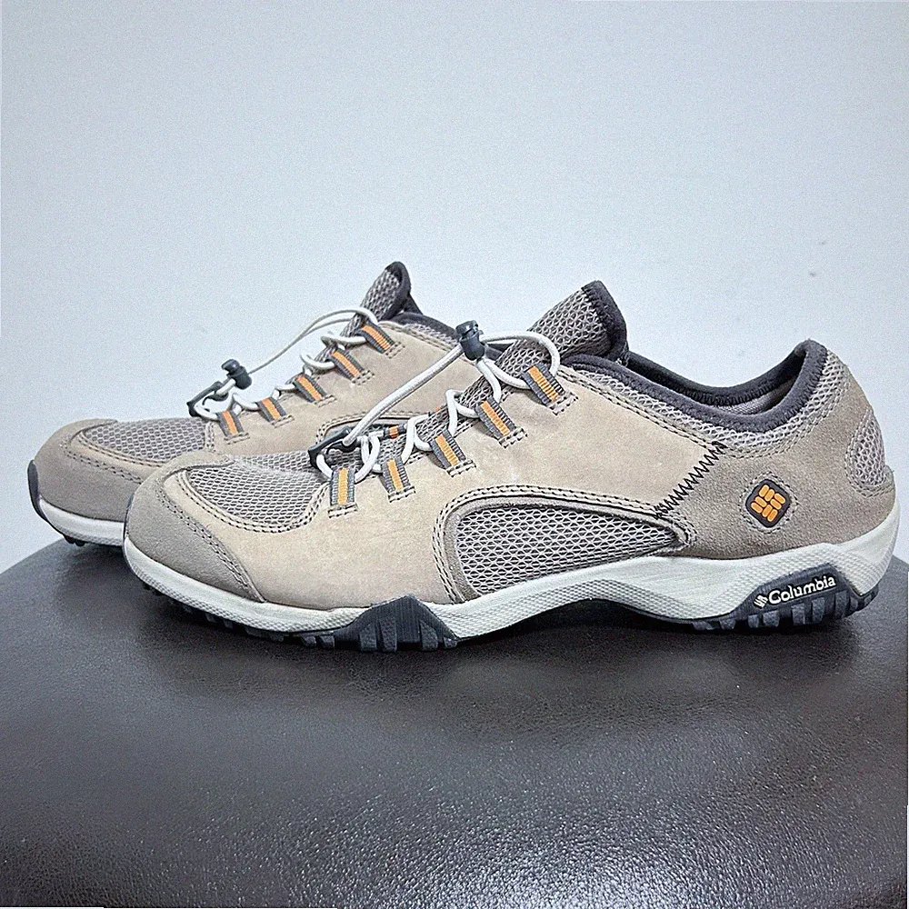 Columbia Beige Brazen Sueded Leather Tieless Elastic Lace Hiking Trekking Shoes