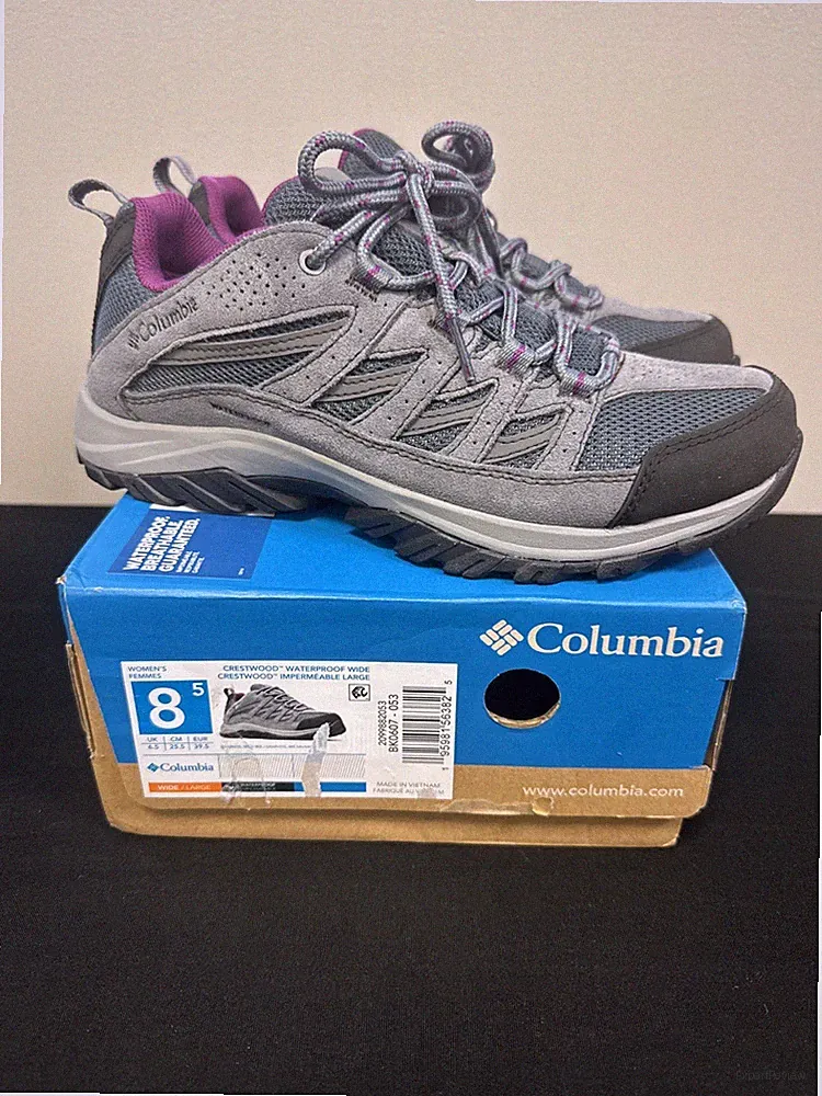 Columbia Crestwood Women's Size 8.5 W. Gray Waterproof Hiking Shoes Low Graphite
