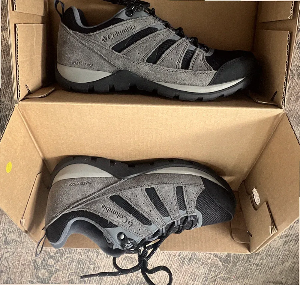 Columbia Men's Waterproof Hiking Shoes Gray Black Outdoor Trail Footwear