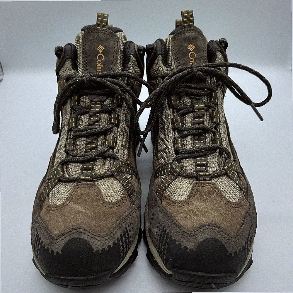 Columbia Omni-Tech Hiking Boots Mens Size 8 Brown Waterproof Suede Trail Shoes