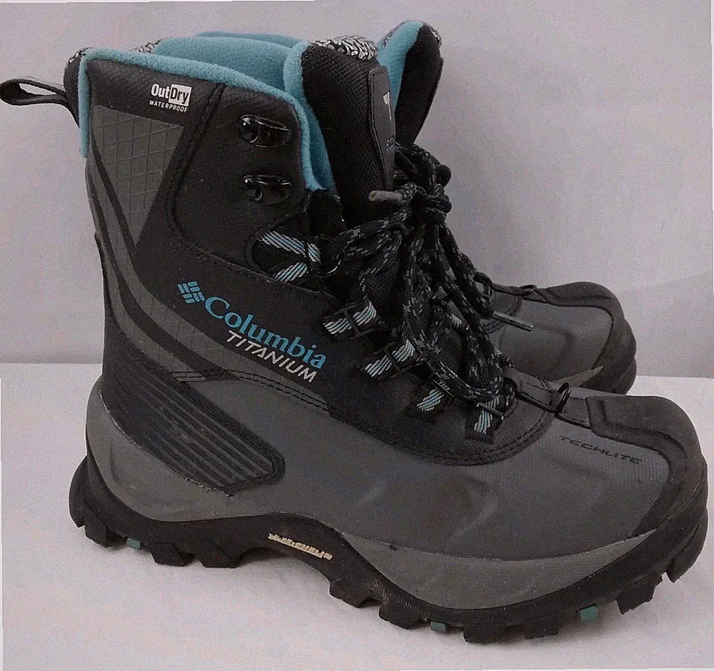 Columbia Powderhouse Titanium Omni-Heat 3D Outdry Winter Boot Gray Black 5.5