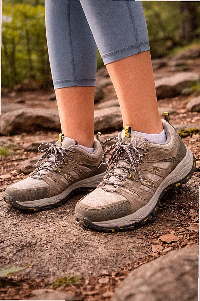 Columbia Women's Beige Gray Hiking Shoes Outdoor Trail Lace Up Athletic Sneakers