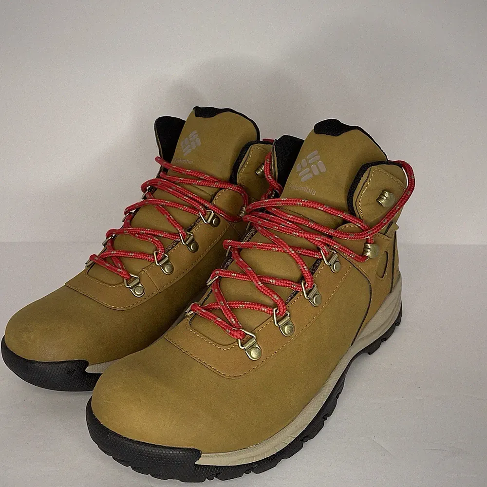 Columbia Yoncalla Mid Womens Waterproof Leather Hiking Boots Tan Brown 11 WIDE