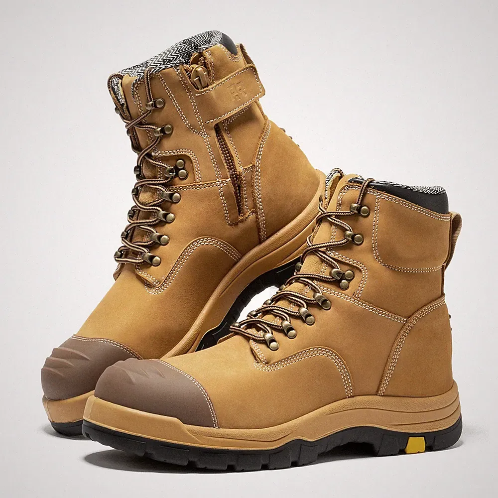 Composite Toe Side Zip Work Boots for Men, 7'' Lightweight Wide Toe Cap EH Boot