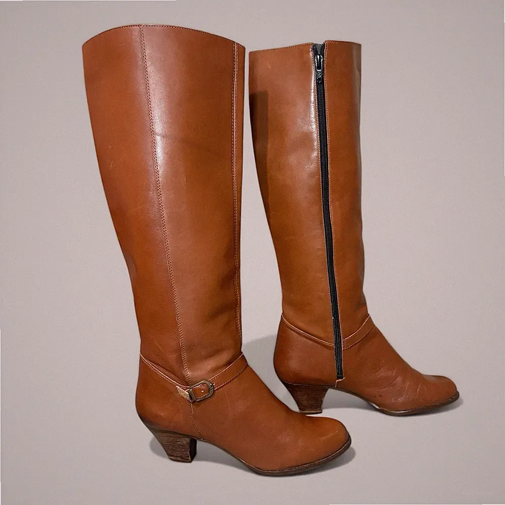 Coralli Brazil Leather Knee High Boots Brown Riding Buckle Women 9M Y2K