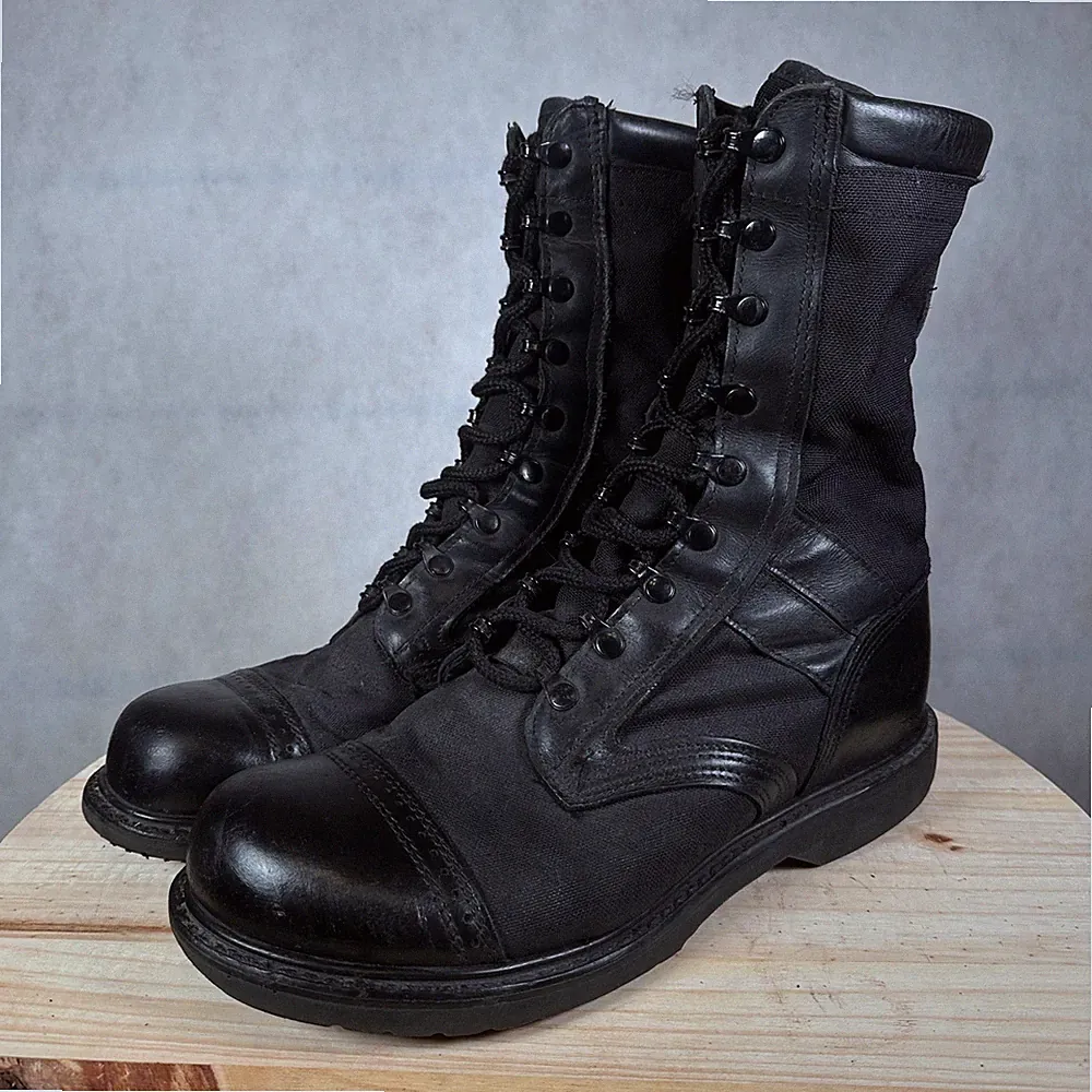 Corcoran Combat Boots Mens 10.5 EE Black Good Leather Canvas Jump Boots USA Made