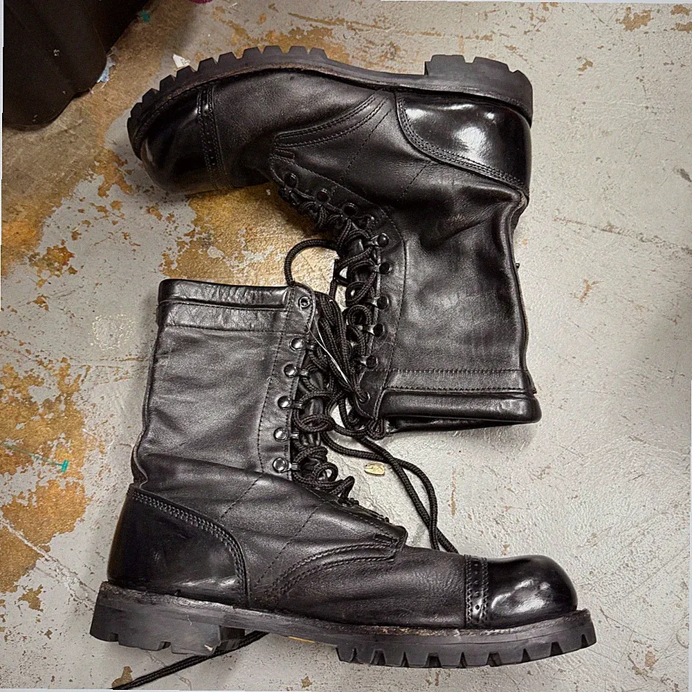 Corcoran Men Black Leather Jump Combat Boots Cap Toe Vibram Lug Sole Made in USA