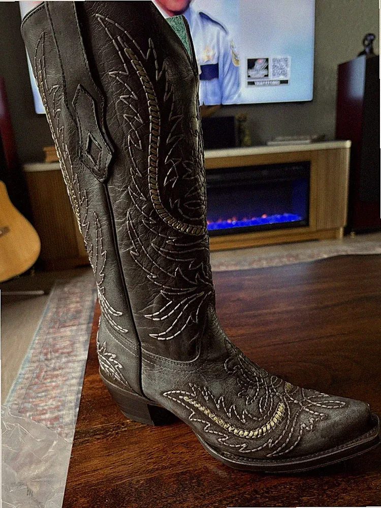 Corral A4607 Women's Western Boots Deep Blue w Gold Embroidered Leather Size 9