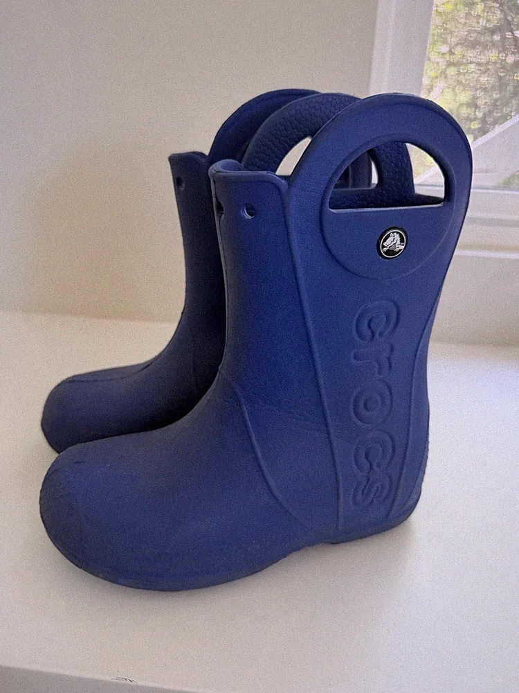 Crocs Blue Waterproof Rubber Rain Boots Unisex Kids Lightweight Pull On