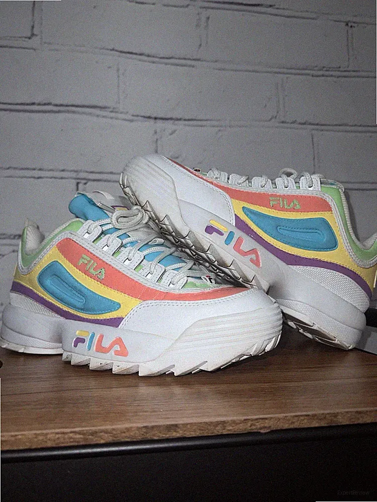 CUSTOM Fila Disruptors Chunky Sole Synthetic Leather Low Top Sneakers