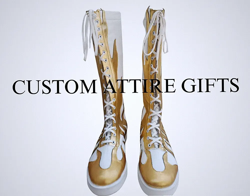 Customize Wrestling Gold White Boots,Real Leather Long Boots Boots