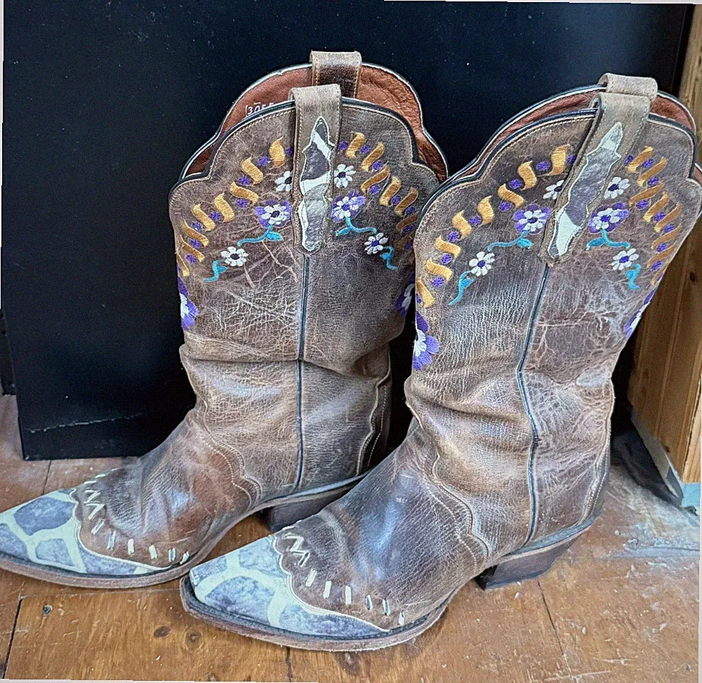 Dan Post Women's Cowboy Boots Miss Adventure Pinwheel Floral Embroidery DP 3627