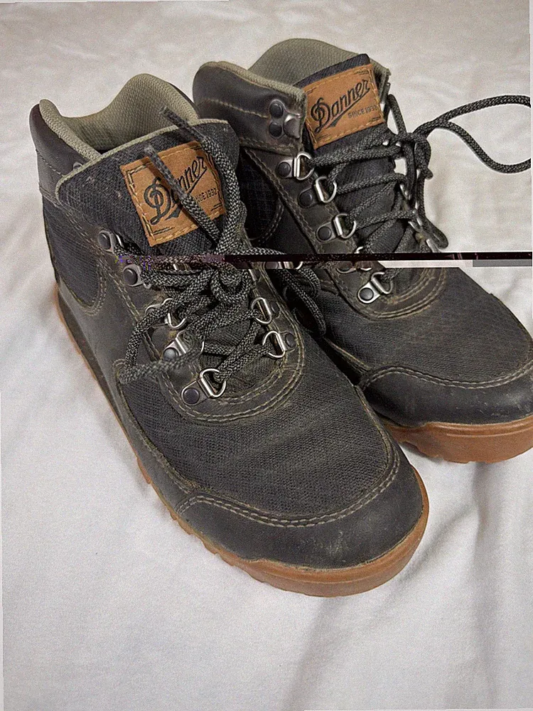 Danner Jag Mid Night Boots Womens 7 Black Leather/Mesh Hiking Trail Waterproof