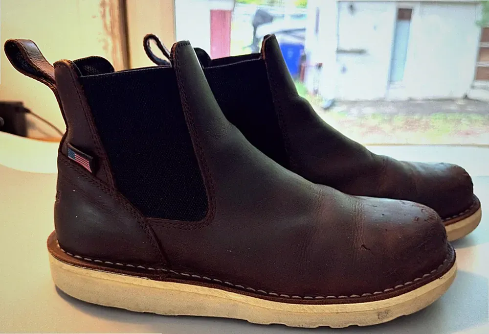 Danner® (Men's 9.5 D) Bull Run Chelsea Boots in Brown Safety Toe Quick Ship USA
