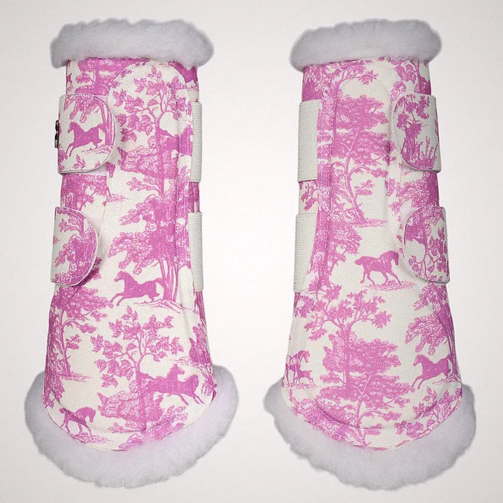 Dapplebay Equestrian Toile Brush Boots-Rose/White