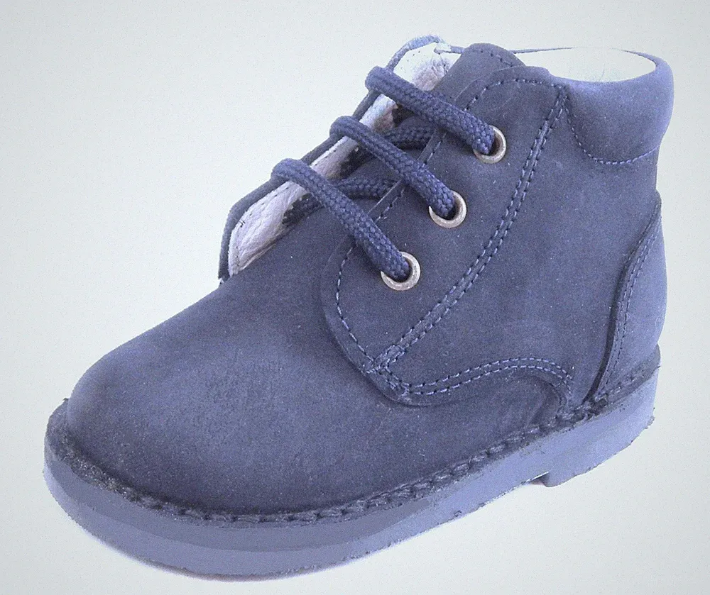 DE OSU -Spain - Boys Girls European Navy Leather Chukka Hiking Boots -Sizes 4-8