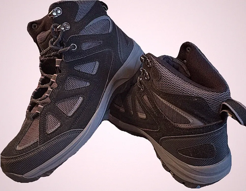Denali Men's 9.5 Mid Hiking Boots Tan Black Leather Mesh Trail Outdoors