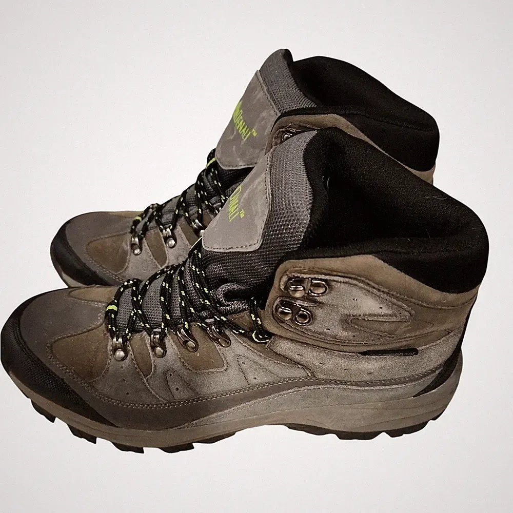 DENALI Mens Leather Boots Gray Black Trail Hiking Walking Shoes Size 13