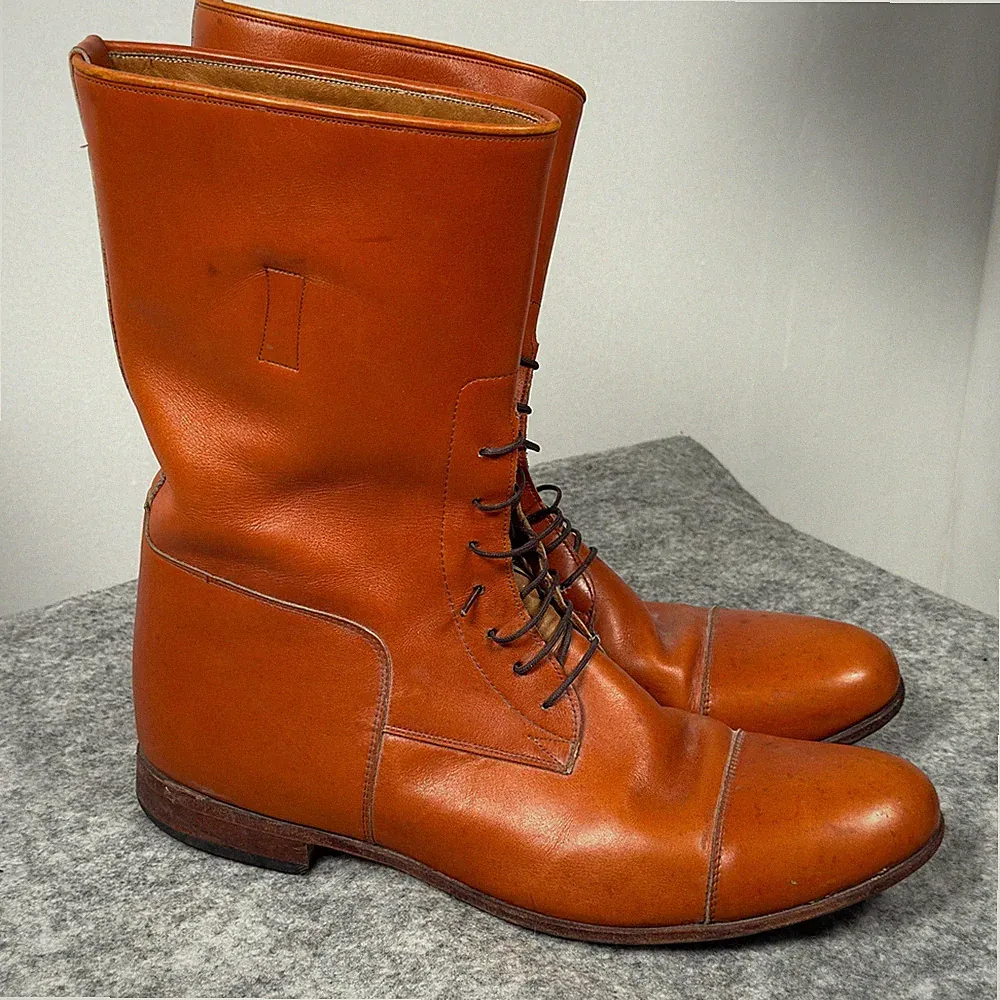 Der-Dau Field Boots Custom Handmade Leather Equestrian Riding Lace Up Cap Toe 12