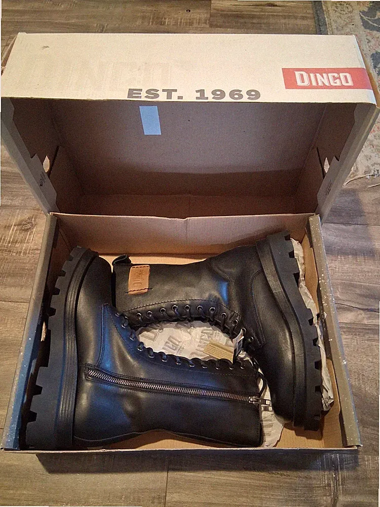 Dingo Leather Tall Black Color Combat Boots Women’s SZ 9M #203