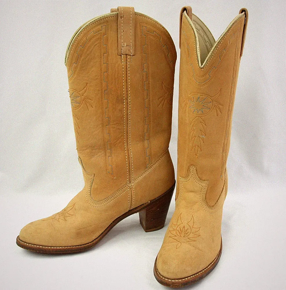 Dingo Tan Faux Leather Womens Western Cowboy High Heel Riding Boots 9.5
