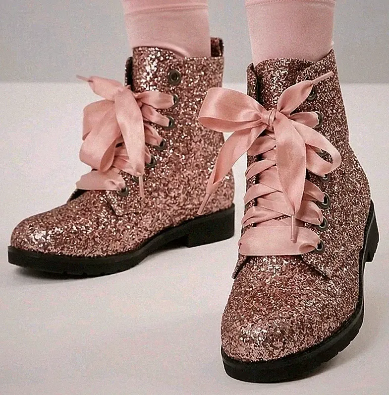Dirty Laundry Combat Boots Sparkle Rave Barbie Dreamy Whimsy Fairy Goth US 6.5