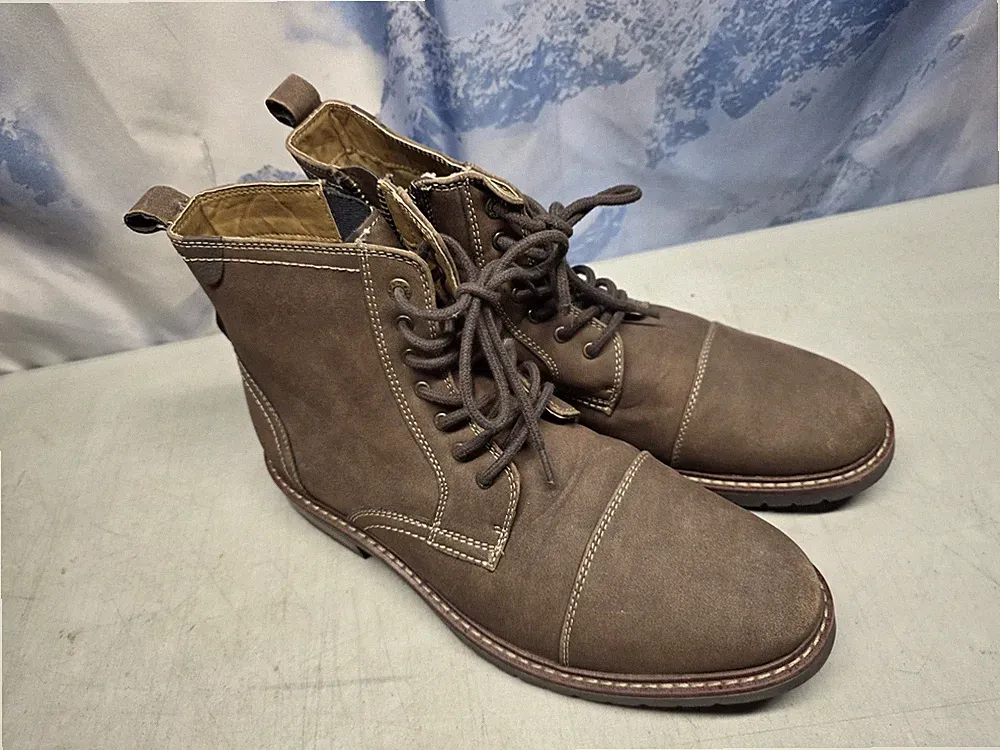 🔥Dockers Rawls Block Heel Lace Up Logger Boots Men's Sz 10.5M ~Brown~ Speed Zip