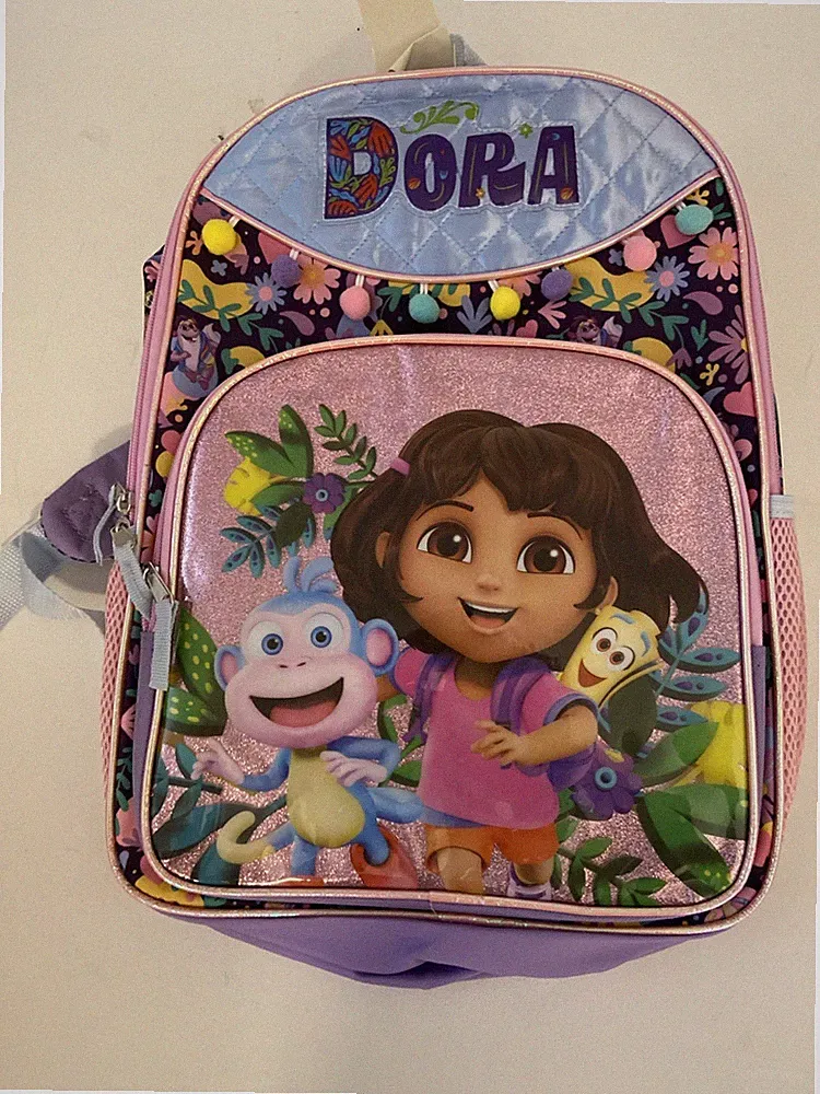 Dora Kids Backpack Purple Boots Map Explorer